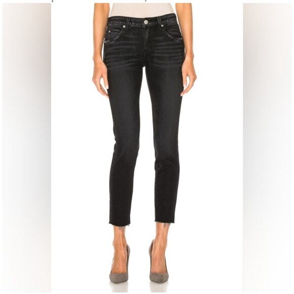 AMO Stix Crop Black Magic Color Jeans Raw Hem Size 26 - Picture 2 of 9